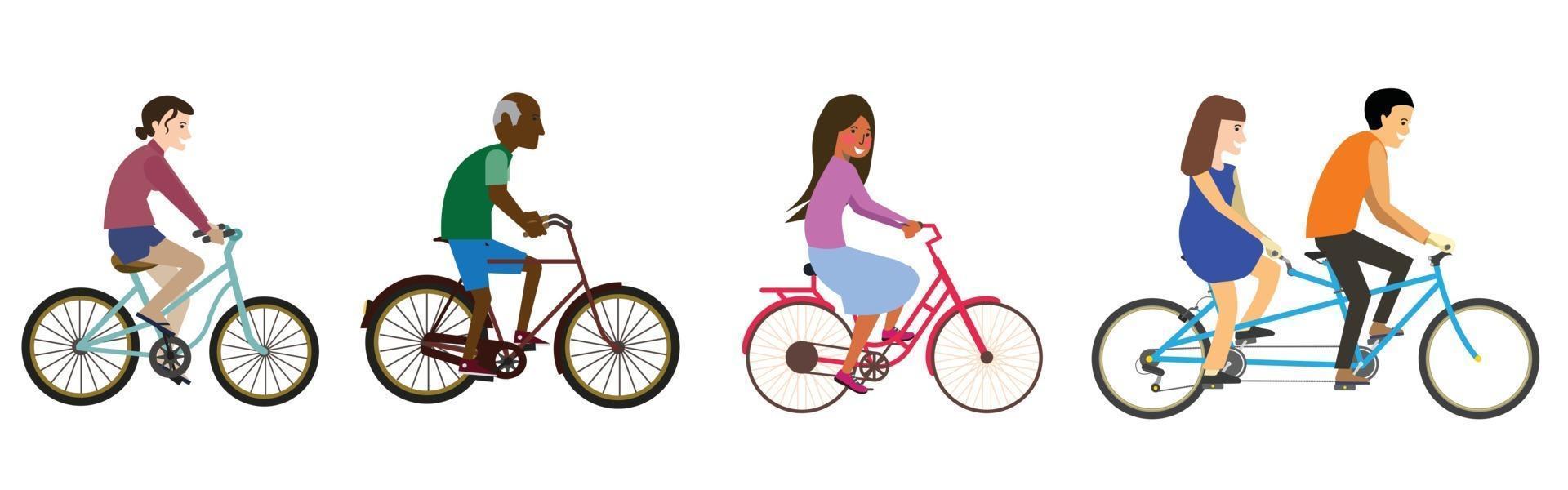 människor på cyklar. vektor illustration