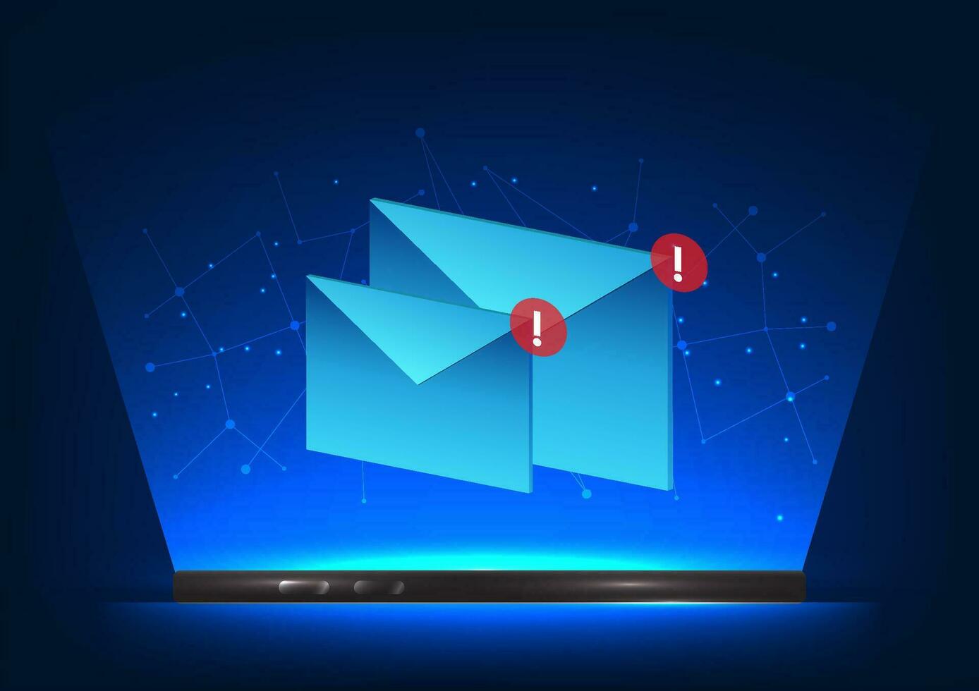 teknologi smartphone med kuvert flytande på de skärm hänvisar till en mobil telefon den där har en underrättelse av ett e-post kommande in i de telefon. dess tycka om elektronisk post. vektor