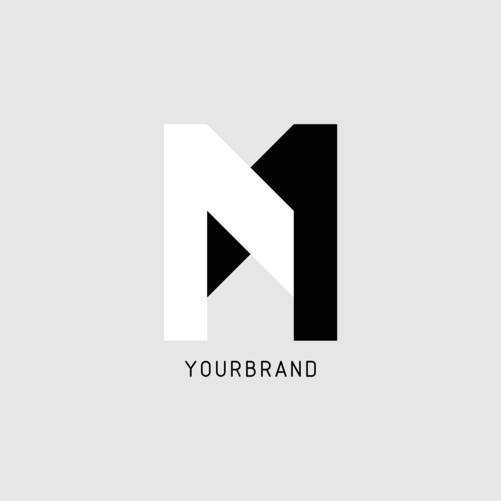 minimalistisk svart och vit brev m n geometrisk form vektor företag ikon logotyp design begrepp
