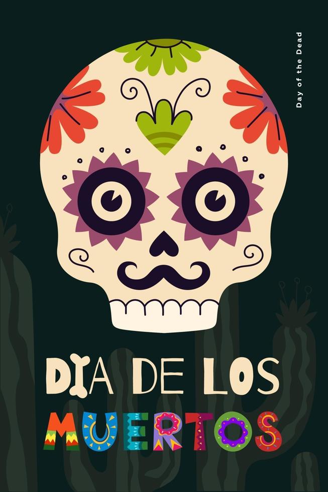 mexikanischer Tag des toten Feiertagsplakats. dia de los muertos vektor