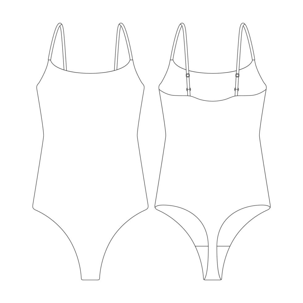 Vorlage Scoop Bodysuit Vektor Illustration eben Design Gliederung Kleidung Sammlung