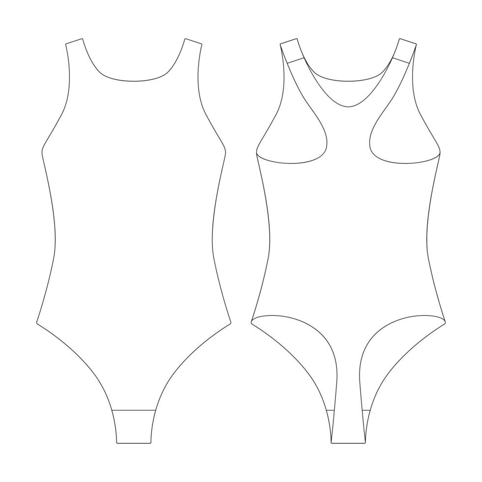 Vorlage Racerback Bodysuit Vektor Illustration eben Design Gliederung Kleidung Sammlung