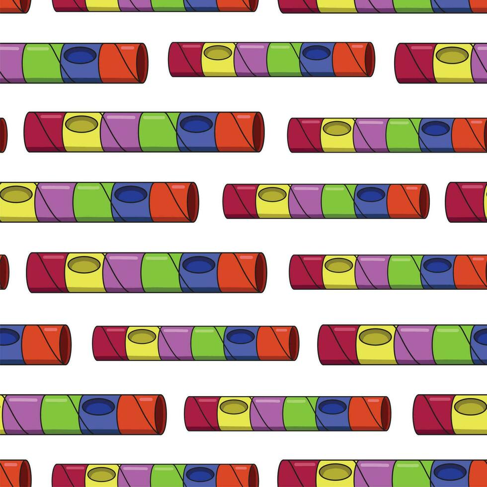 Katze Tunnel. zusammenklappbar Spielzeug bunt Tube nahtlos Muster. versteckt und ruhen Platz zum Innen- Haustier. isoliert auf Weiß. vektor
