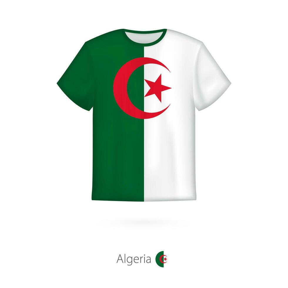 t-shirt design med flagga av Algeriet. vektor