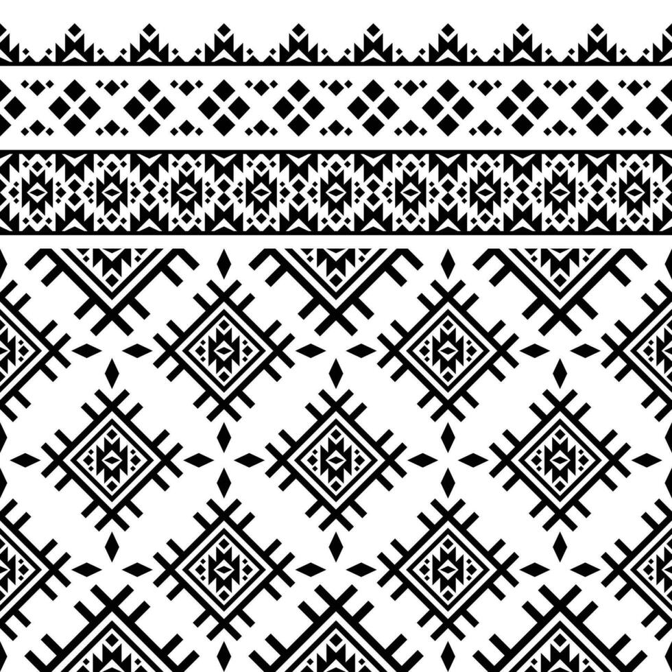 nahtlos abstrakt zeitgenössisch ethnisch Muster. geometrisch Illustration im aztekisch und navajo Stammes- Stil. schwarz und Weiß Farbe. Design Stoff, Textil, Stickerei, drucken, Weberei, Innere, Hintergrund. vektor