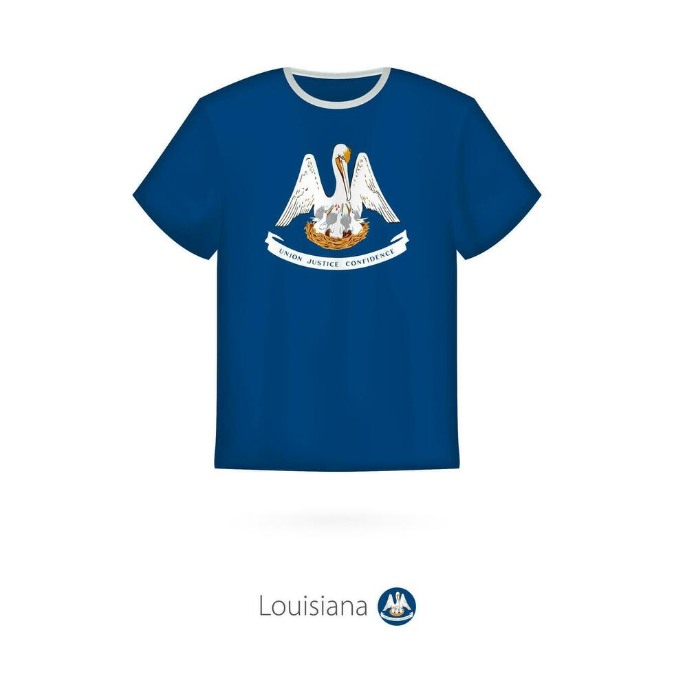 t-shirt design med flagga av louisiana oss stat. vektor