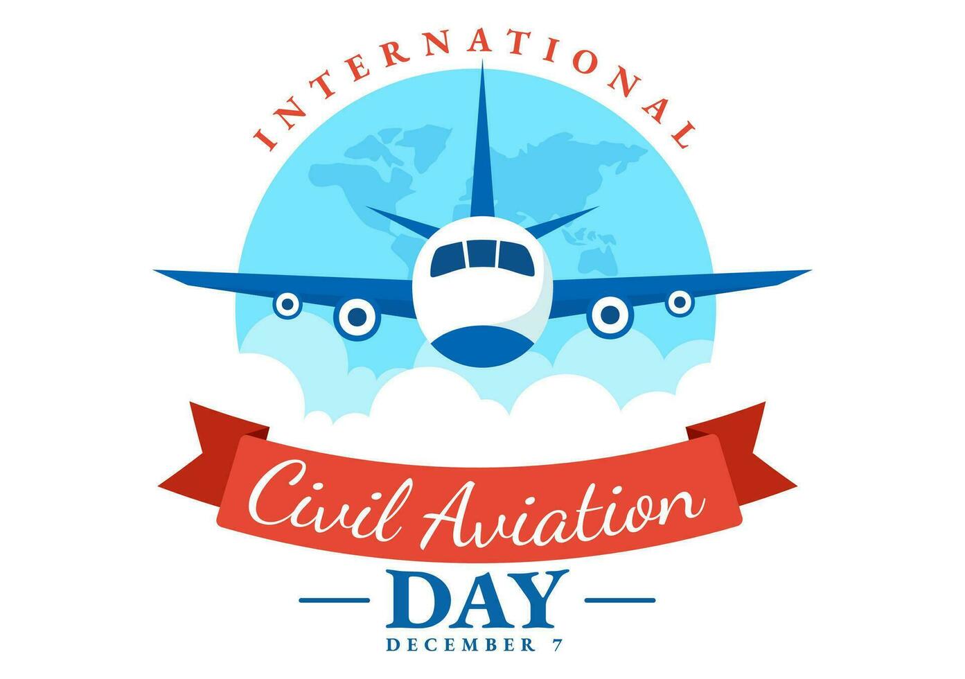 internationell civil flyg dag vektor illustration på 7 december med plan och himmel blå se för uppskatta i platt tecknad serie bakgrund design