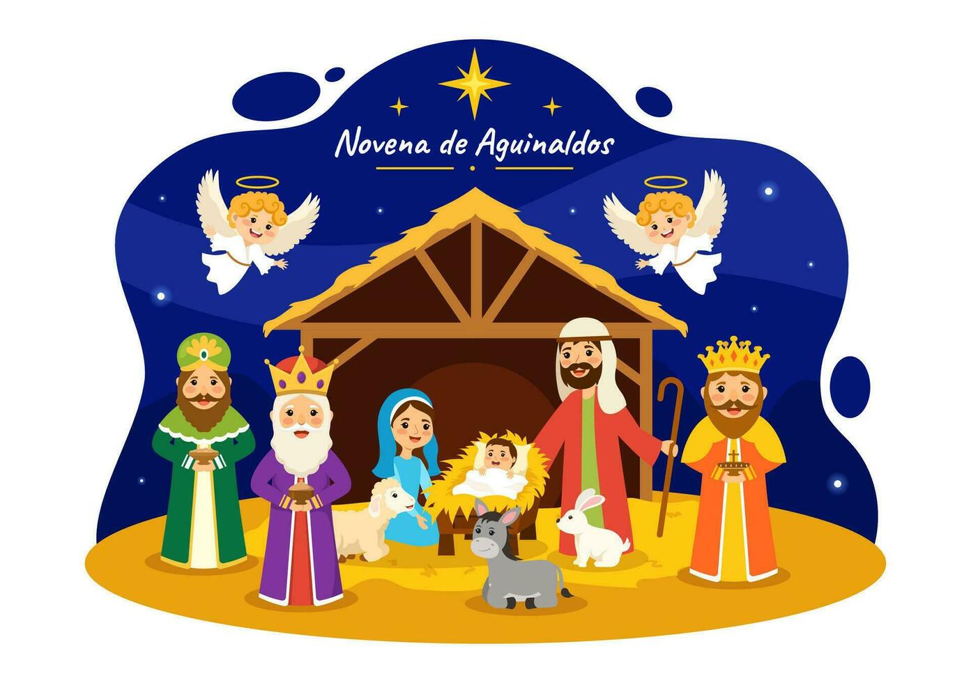 Novene de aguinaldos Vektor Illustration mit Urlaub Tradition zum Familien zu erhalten zusammen beim Weihnachten im eben Karikatur Hintergrund Design