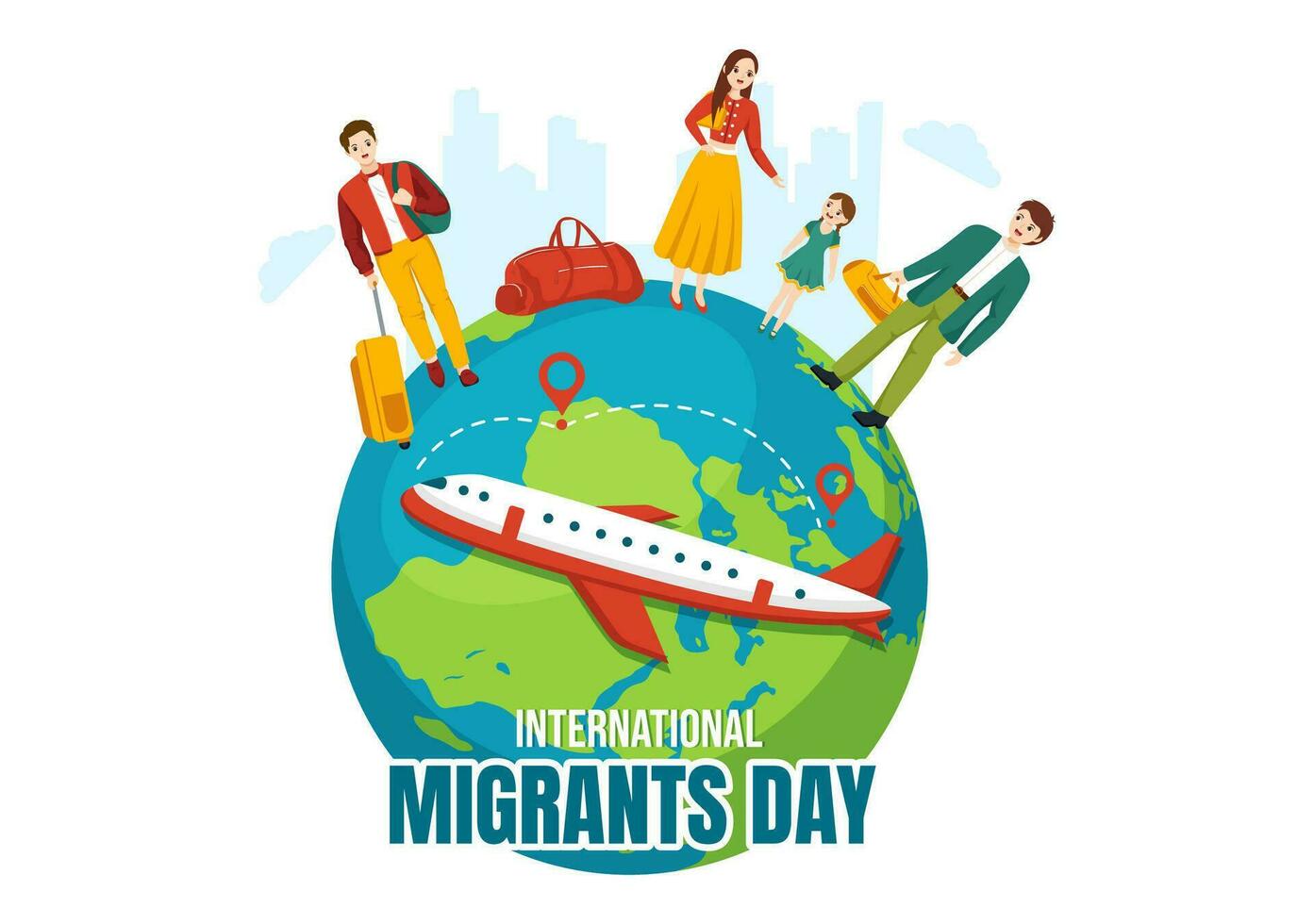 International Migranten Tag Vektor Illustration auf 18 Dezember mit Einwanderung Menschen und Flüchtling zum das Schutz von Mensch Rechte im Hintergrund