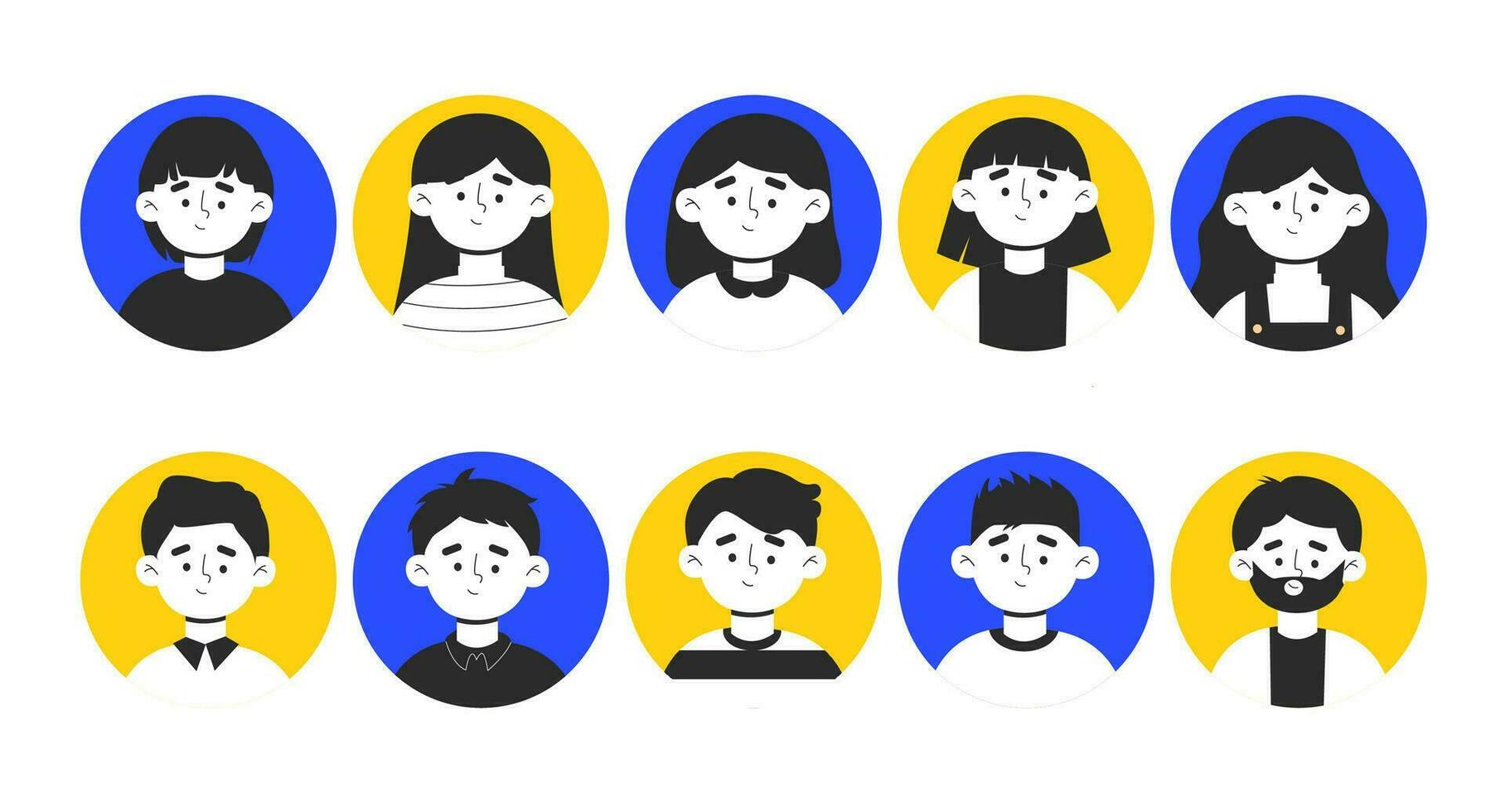 collage av porträtt och ansikten av ung man och kvinna , Bra använda sig av för userpic och profil bild. mångfald begrepp vektor