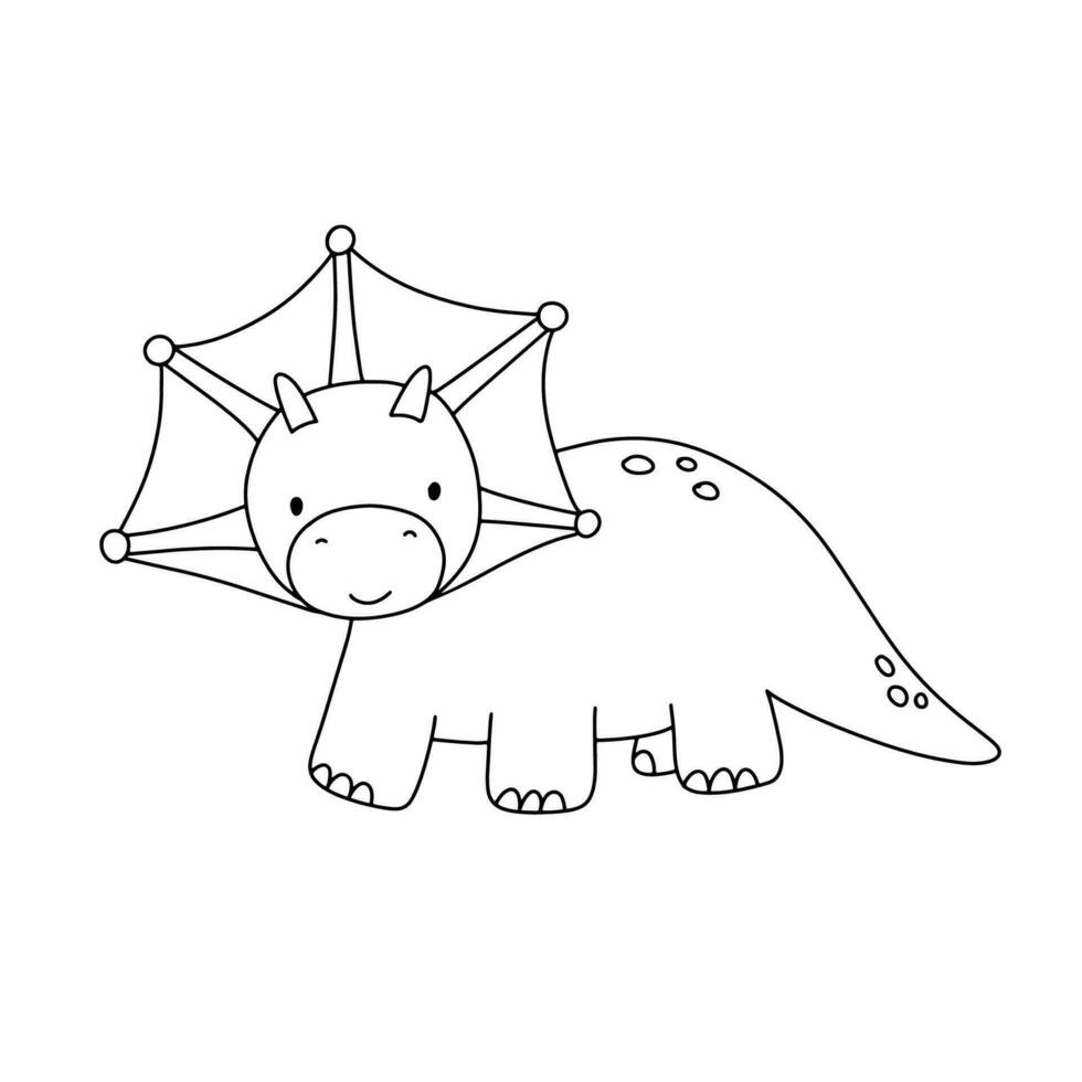 süß wenig Baby Dinosaurier. Vektor Gliederung Gekritzel Illustration isoliert auf Weiß Hintergrund zum kindisch Färbung Buch