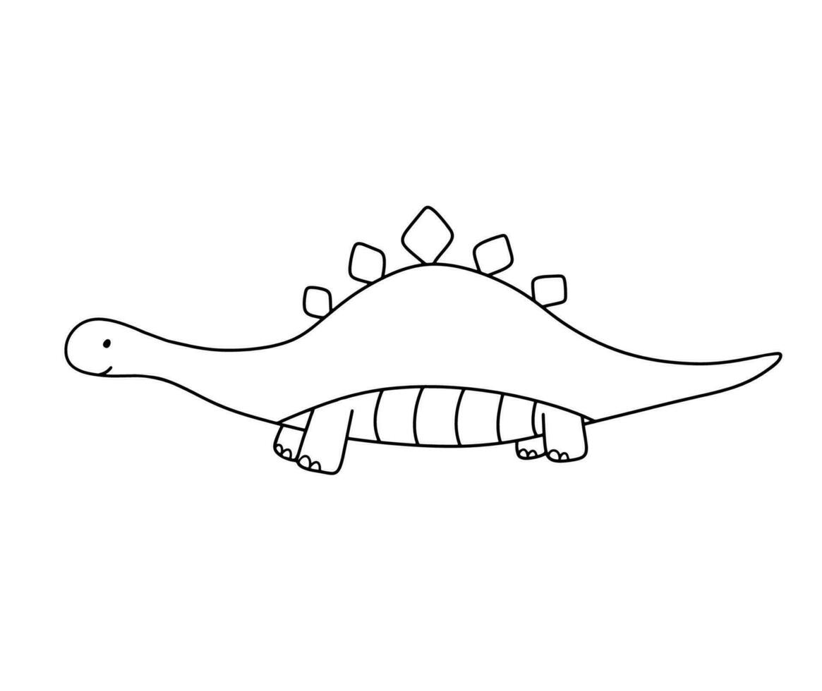 süß wenig Baby Dinosaurier. Vektor Gliederung Gekritzel Illustration isoliert auf Weiß Hintergrund zum kindisch Färbung Buch