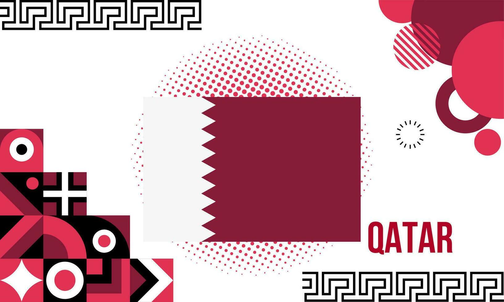 Katar National Tag Banner zum Unabhängigkeit Tag Jubiläum. Flagge von Katar mit modern geometrisch retro abstrakt Design. lila Farbe Konzept. vektor
