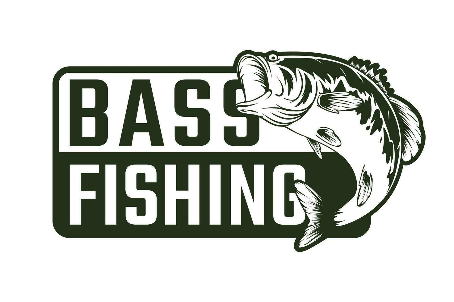 Forellenhals Bass Angeln Logo Design Vorlage vektor