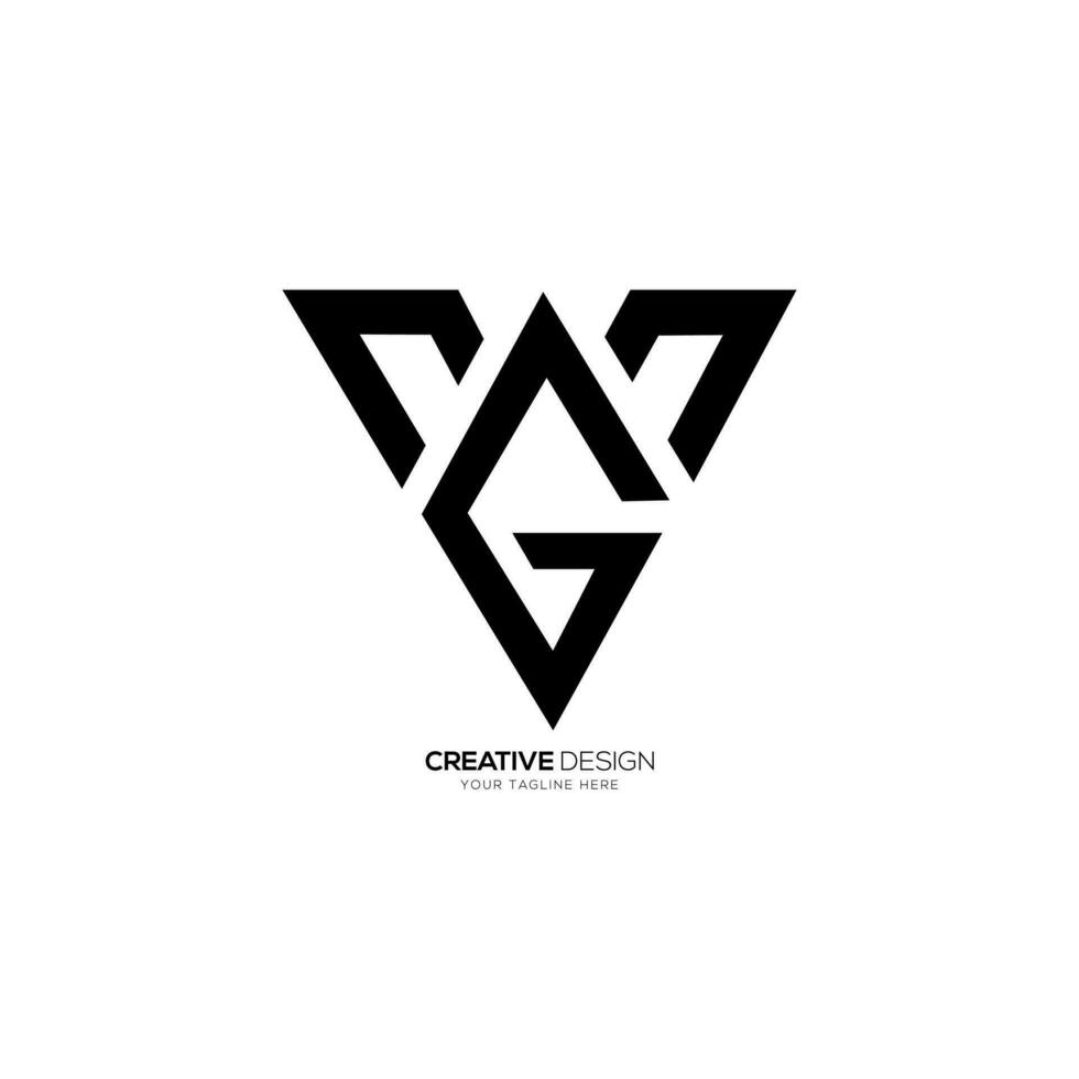 Brief vg oder gv kreativ Dreieck gestalten Linie Kunst elegant einzigartig Monogramm Logo vektor