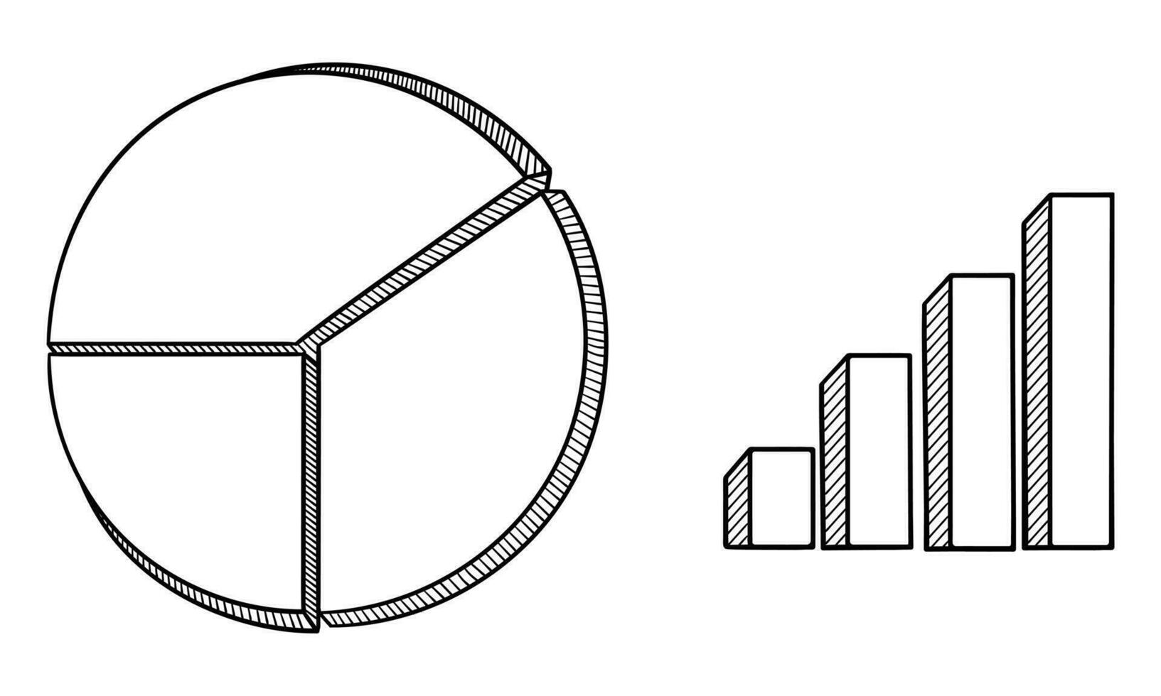 hand dra paj Diagram och statistik med 3d tema 2 vektor