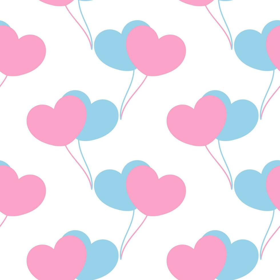 sömlös mönster av ljus blå och rosa hjärta formad ballonger 2 vektor