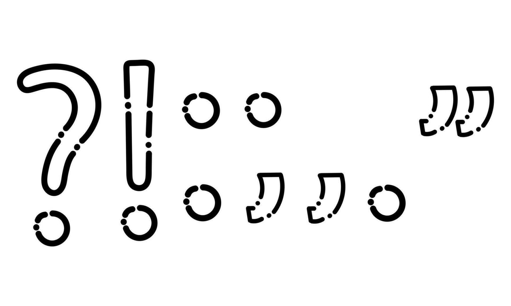 en samling av symboler i prickad linje stil2 vektor