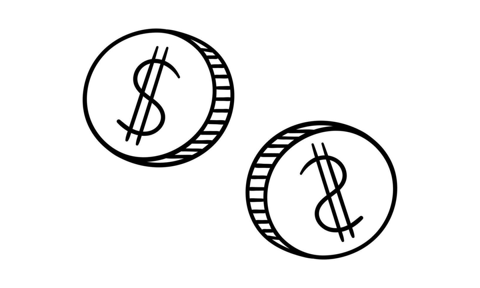 Hand gezeichnet Illustration von ein Münze mit ein Dollar sign2 vektor