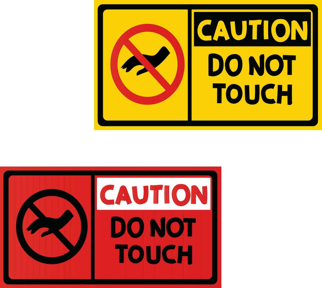 tun nicht berühren Zeichen mit schwarz Hand Silhouette und rot verboten Symbol Vektor