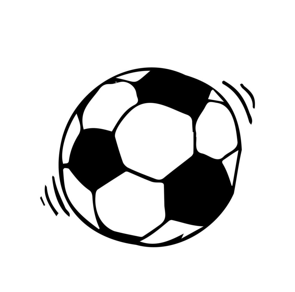 Fußball Symbol skizzieren oder Fußball Ball Zeichnung im Kritzeleien Stil. handgemalt im einfarbig. Sport Vektor Momente zum Turnier