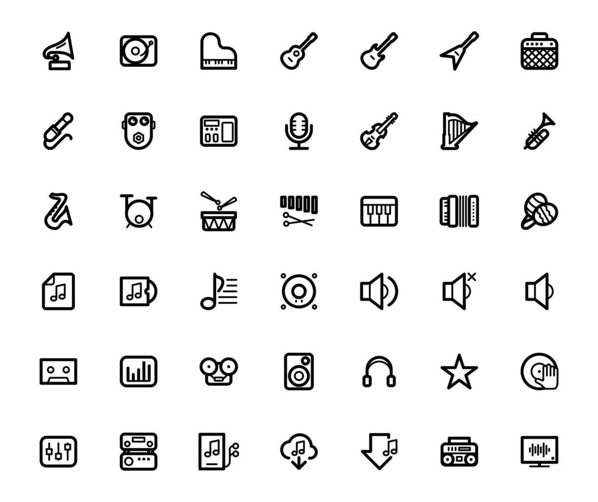 einfach einstellen von Musik- Vektor Linie Symbole mit editierbar Vektor