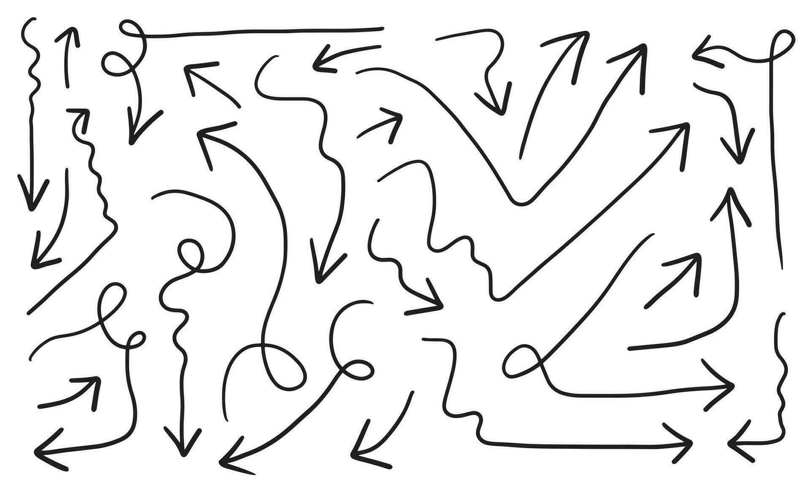 Hand gezeichnet Pfeile Vektor Symbol set.doodle Pfeile Vektor einstellen Illustration.