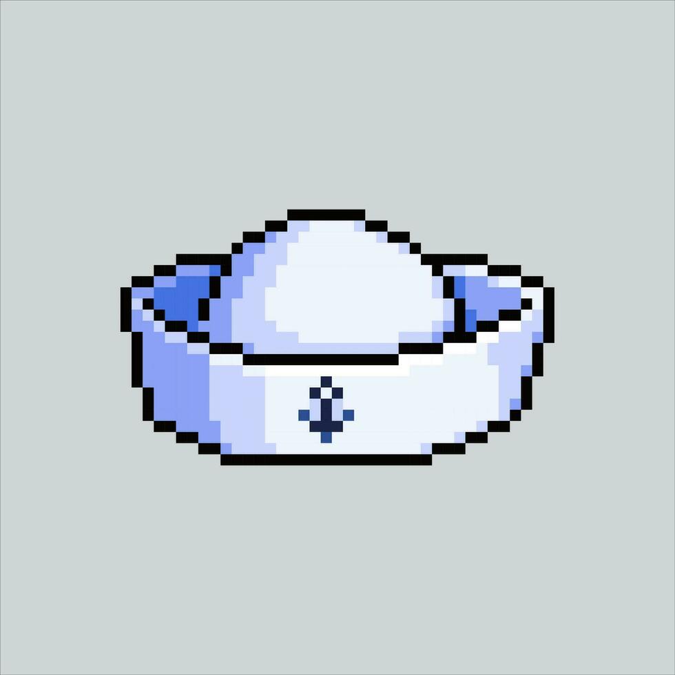 pixel konst illustration sjöman hatt. pixelated sjöman hatt. hav sjöman hatt ikon pixelated för de pixel konst spel och ikon för hemsida och video spel. gammal skola retro. vektor