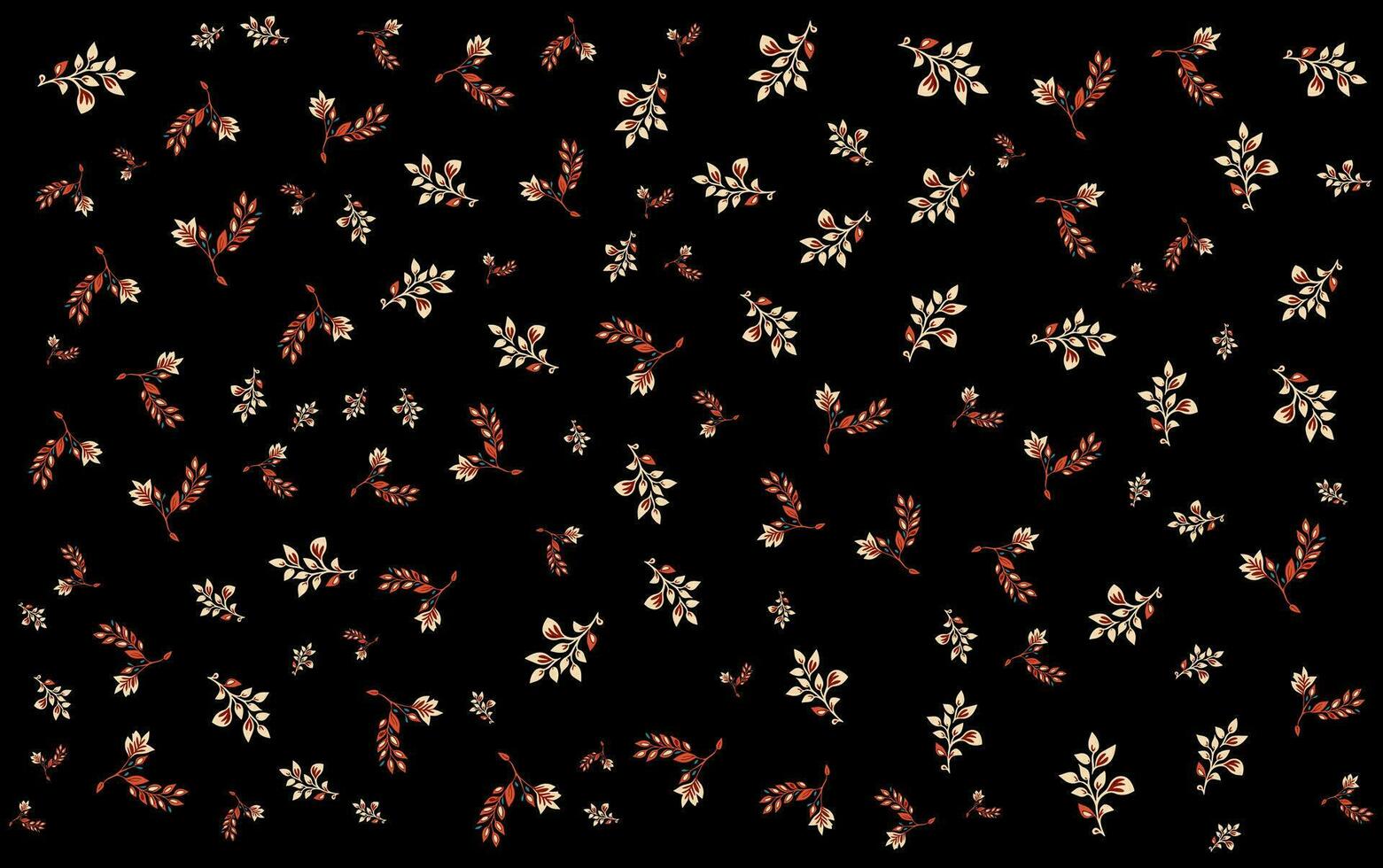 löv mönster av röd och vit löv på en svart bakgrund vektor