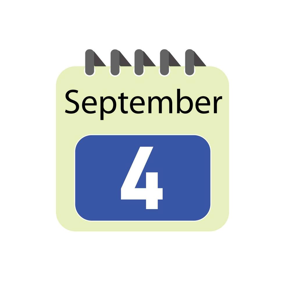 september 4 dagligen kalender ikon vektor