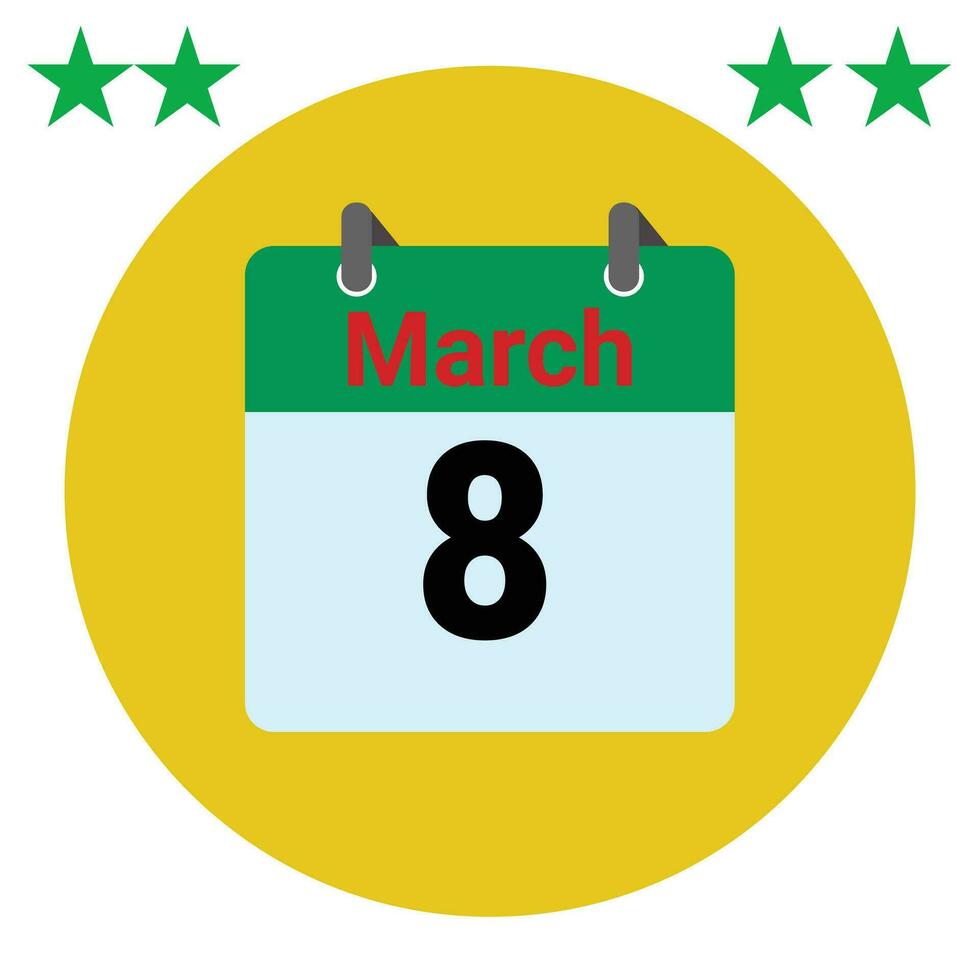 März 8 Täglich Kalender Symbol vektor