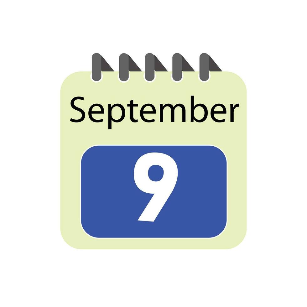 September 9 Täglich Kalender Symbol vektor