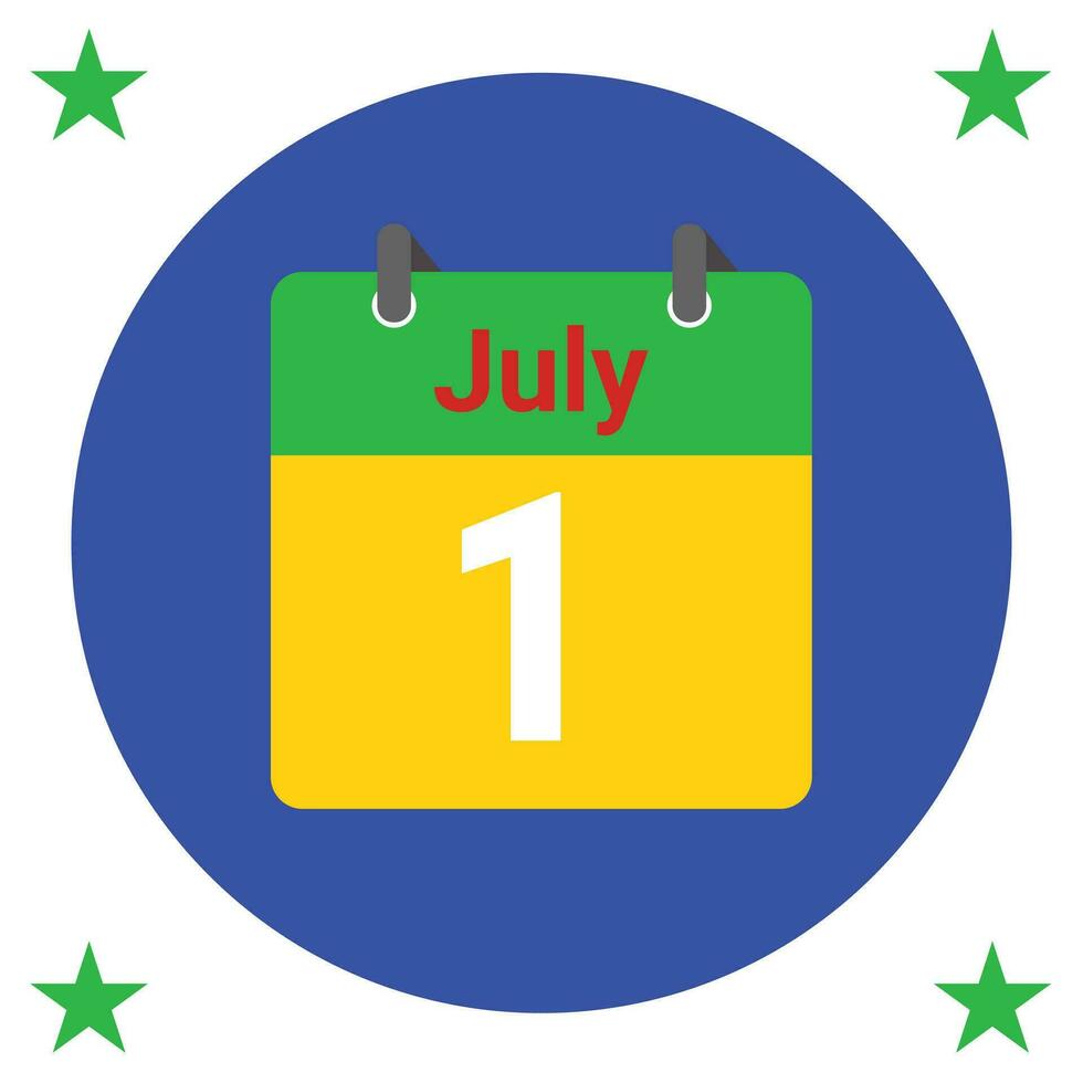 Juli 1 Täglich Kalender Symbol vektor