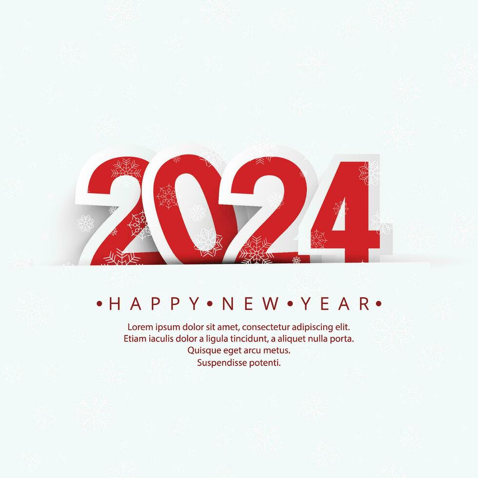 glücklich Neu Jahr 2024 Karte Urlaub mit Weiß Hintergrund vektor