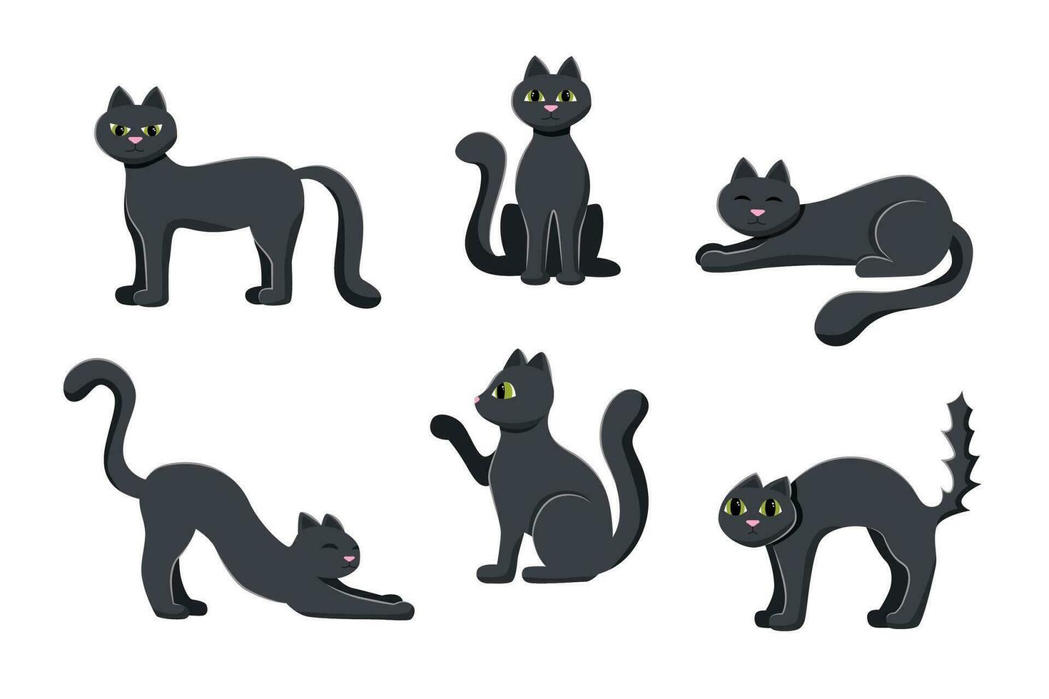 sechs schwarz Katzen vektor