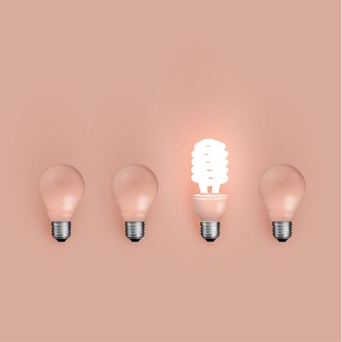 Energisparare och original lampor, vektor illustration