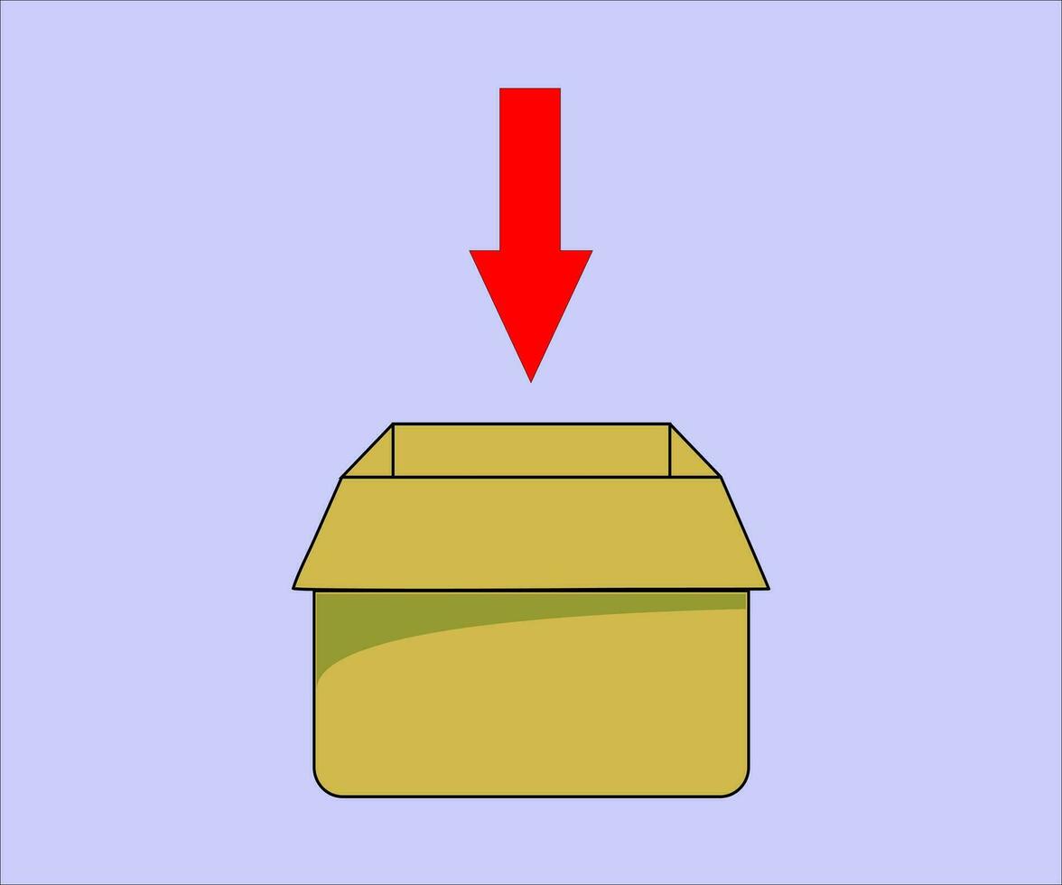 låda illustration vektor med ett pilar pekande inåt