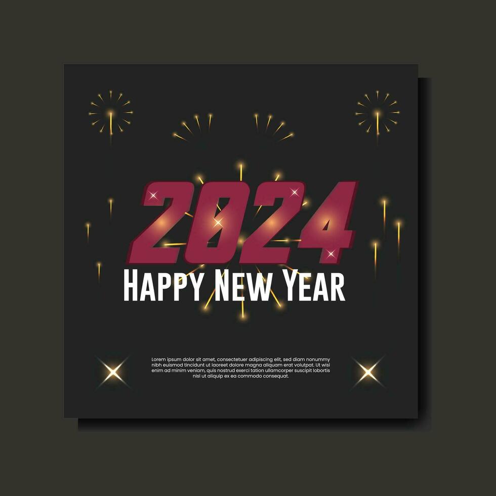 glücklich Neu Jahr Gruß Karte Vorlage. festlich Sozial Medien Banner Design mit Herzliche Glückwünsche Typografie kostenlos Vektor