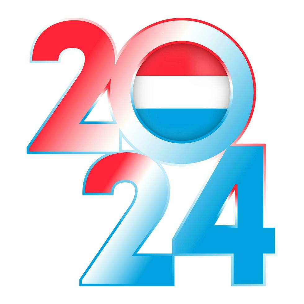 glücklich Neu Jahr 2024 Banner mit Luxemburg Flagge innen. Vektor Illustration.