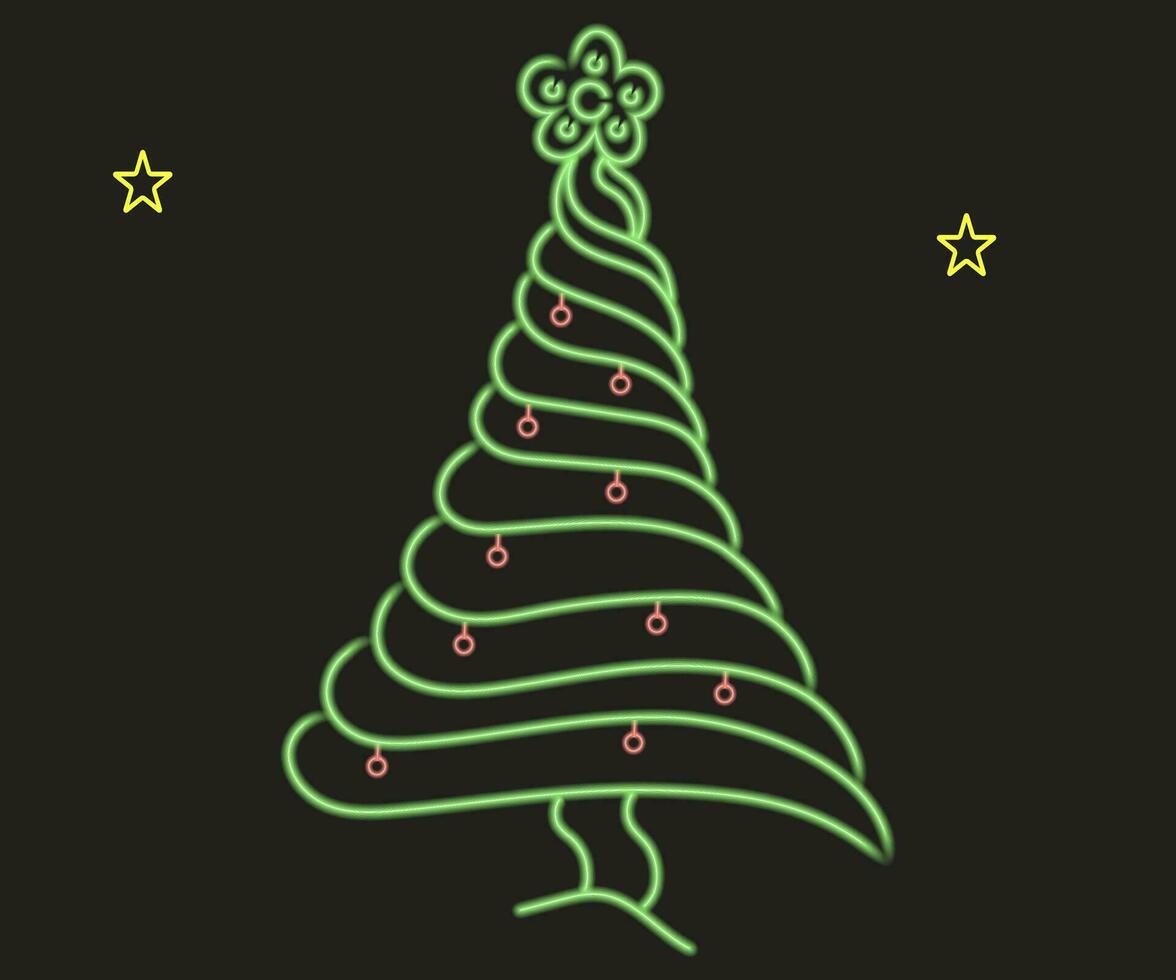 abstrakt glühend Neon- Weihnachten Baum Zeichen hell mit auf und aus Versionen. Vektor Illustration