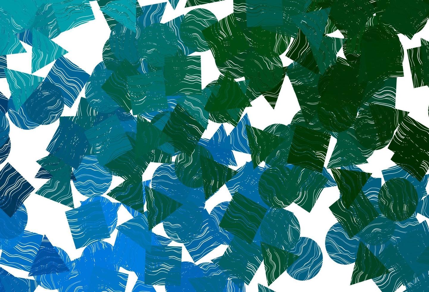 mörkblå, grön vektorbakgrund med trianglar, cirklar, kuber. vektor