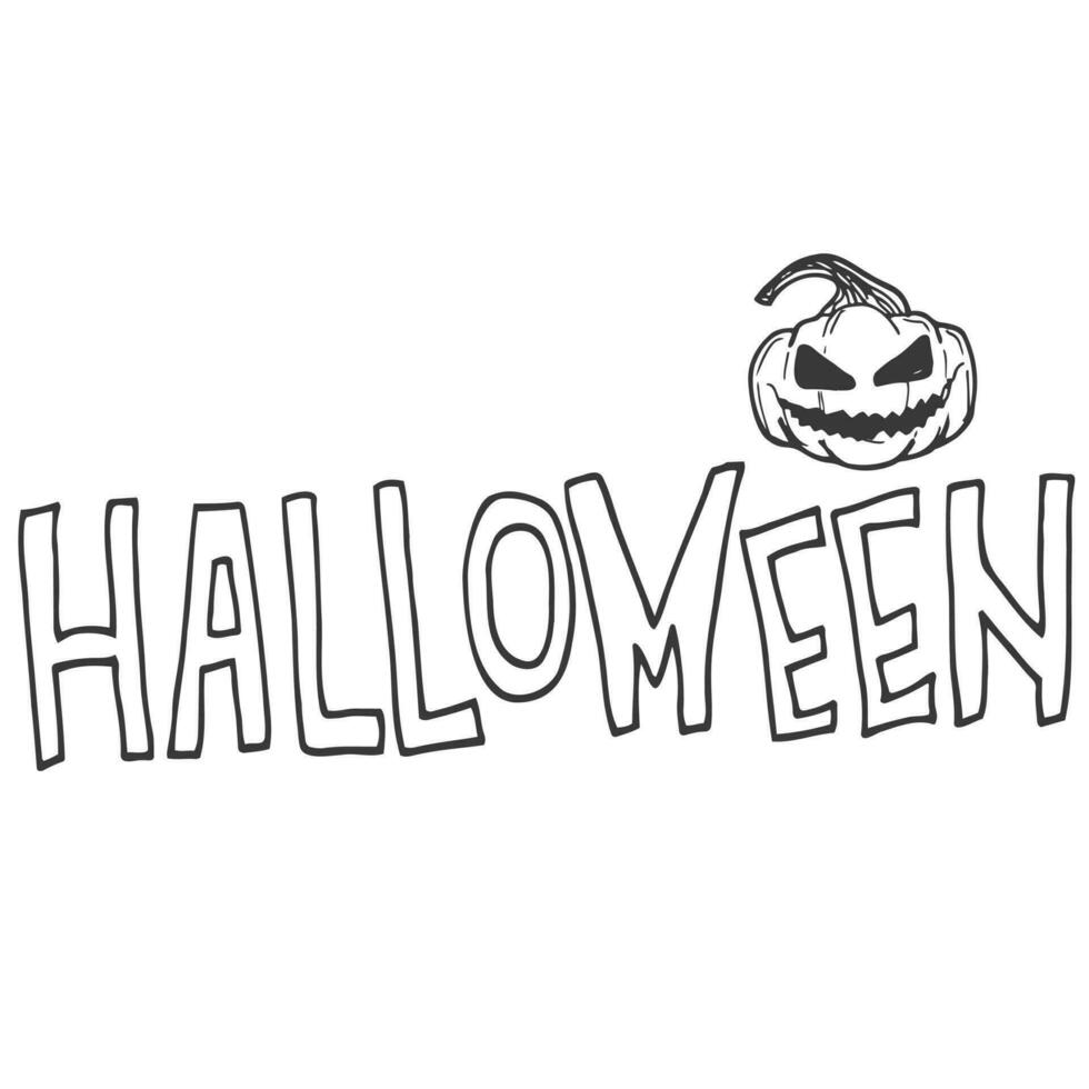 halloween hand dragen text isolerat på vit bakgrund. vektor