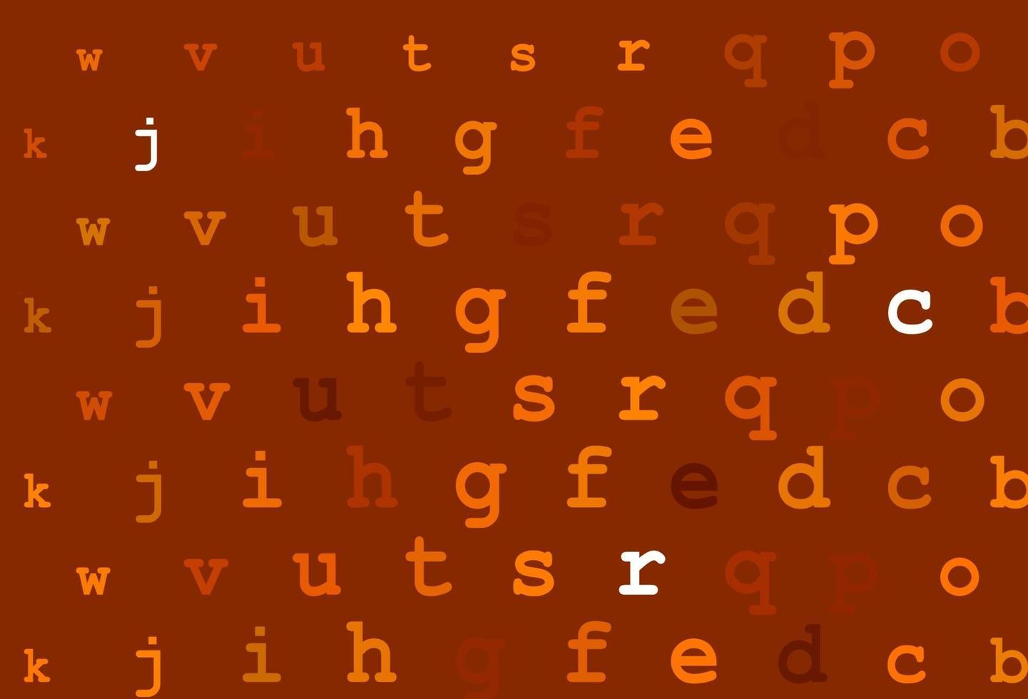 hellgelber, orangefarbener Vektorhintergrund mit Zeichen des Alphabets. vektor