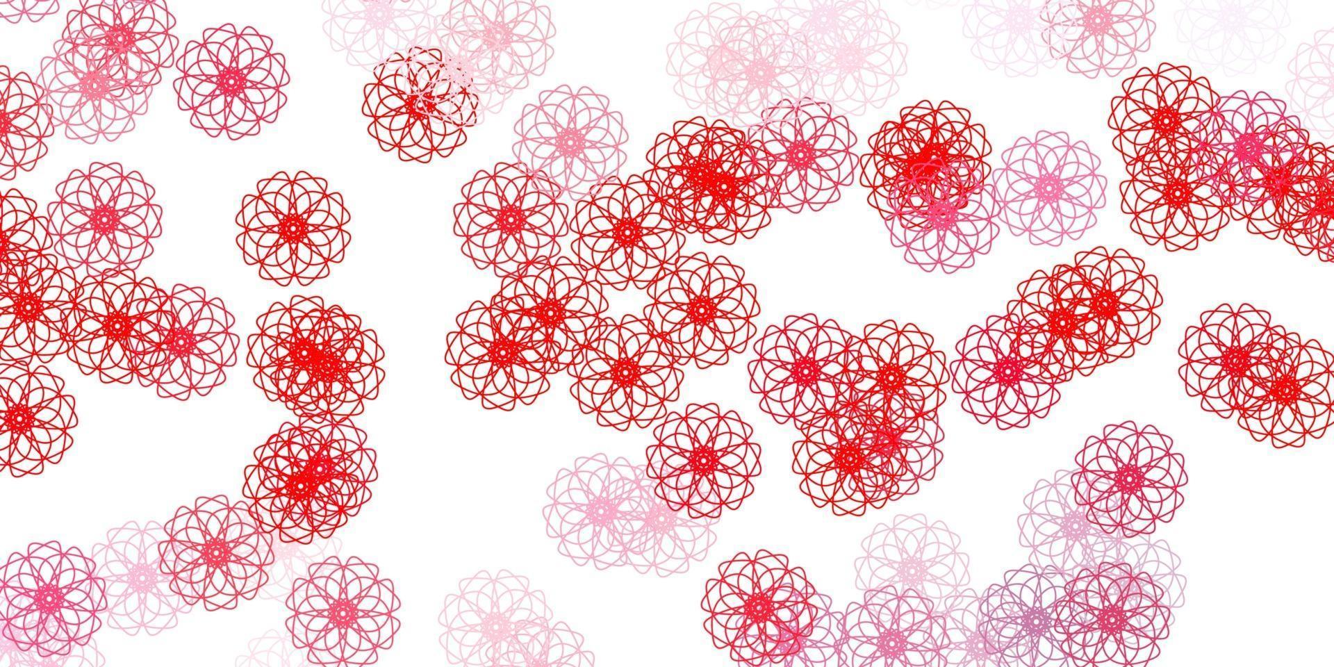 ljusröd vektor doodle textur med blommor.