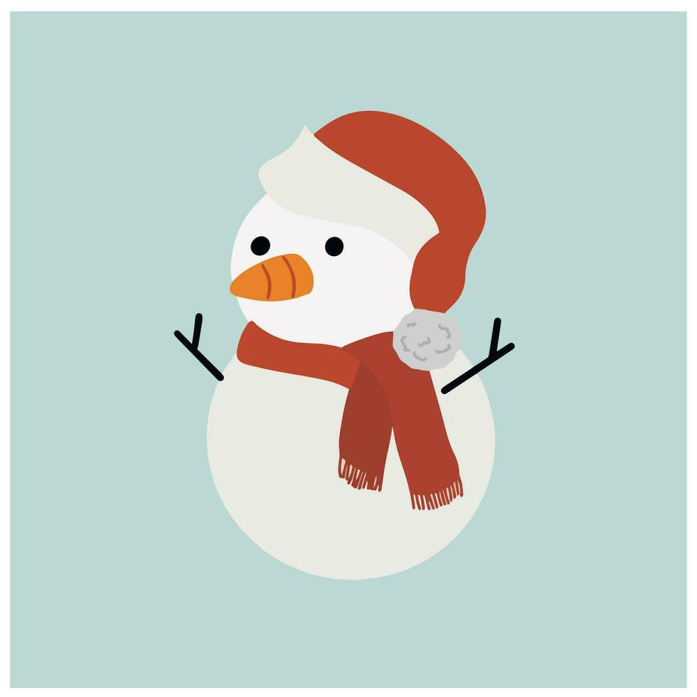 porträtt av söt snögubbe för vinter- säsong jul bär sinterklaas hatt vektor