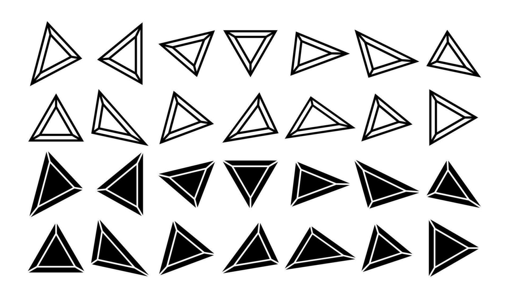 modern eben Linie Dreieck Rand Rahmen Logo Design einstellen vektor