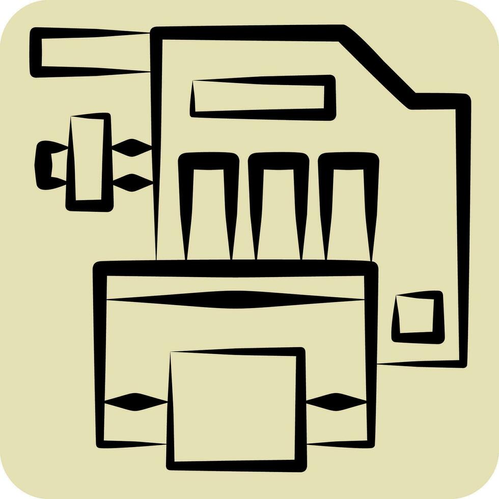 Symbol Motor Kühlung System. verbunden zu Auto Instandhaltung Symbol. Hand gezeichnet Stil. einfach Design editierbar. einfach Illustration vektor