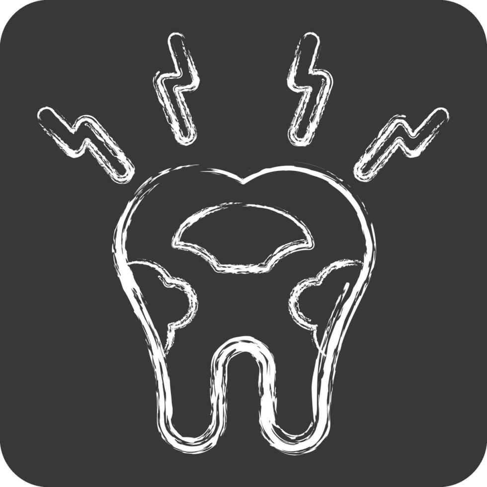 Symbol verfallen Zahn. verbunden zu Zahnarzt Symbol. Kreide Stil. einfach Design editierbar. einfach Illustration vektor