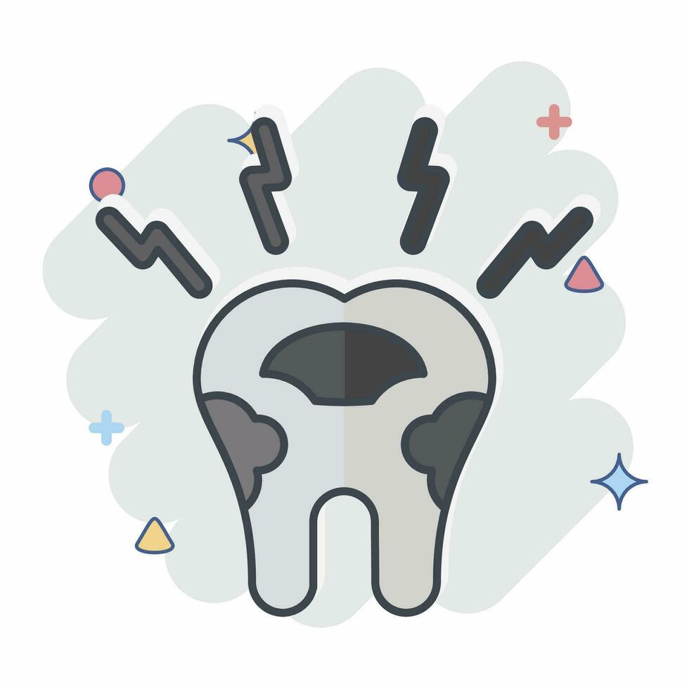 ikon förfallen tand. relaterad till tandläkare symbol. komisk stil. enkel design redigerbar. enkel illustration vektor