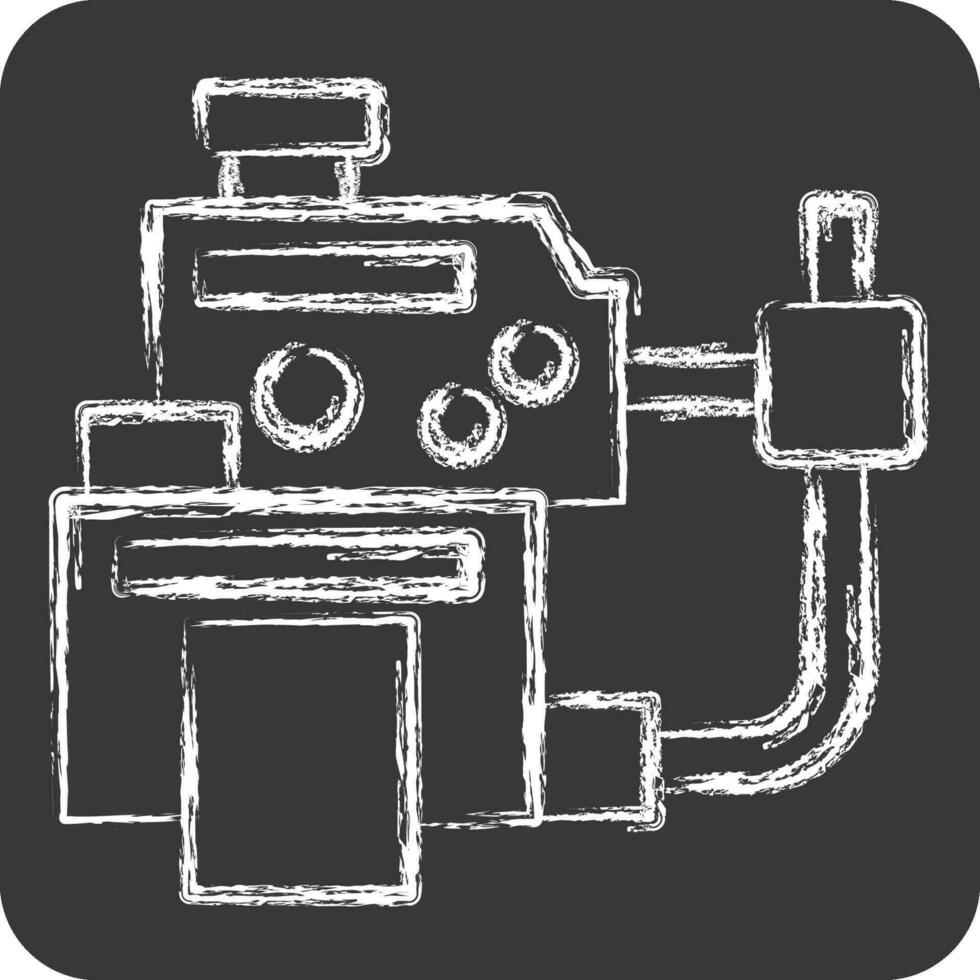 Symbol Kühlmittel Leck Diagnose. verbunden zu Auto Instandhaltung Symbol. Kreide Stil. einfach Design editierbar. einfach Illustration vektor